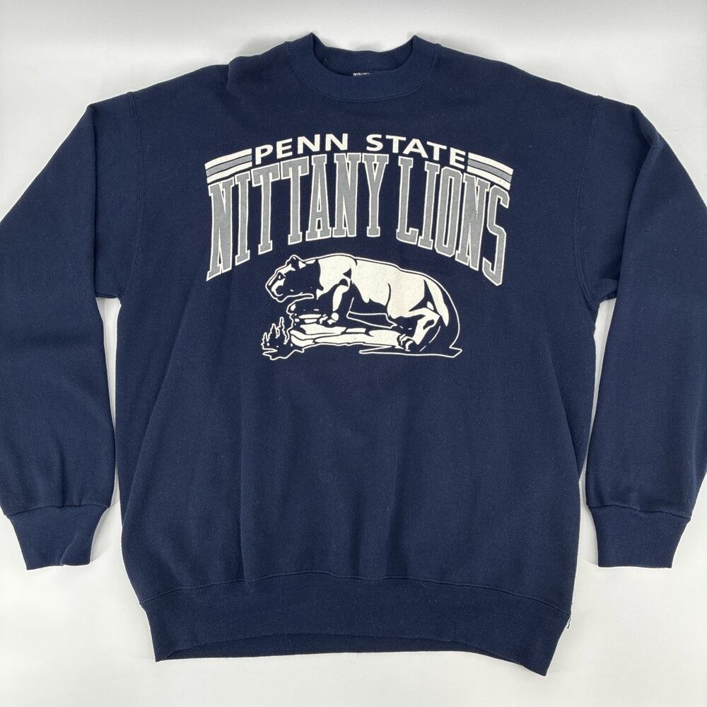 Vintage Penn State Nittany Lions Sweatshirt Men Large Blue Artex College USA 80s